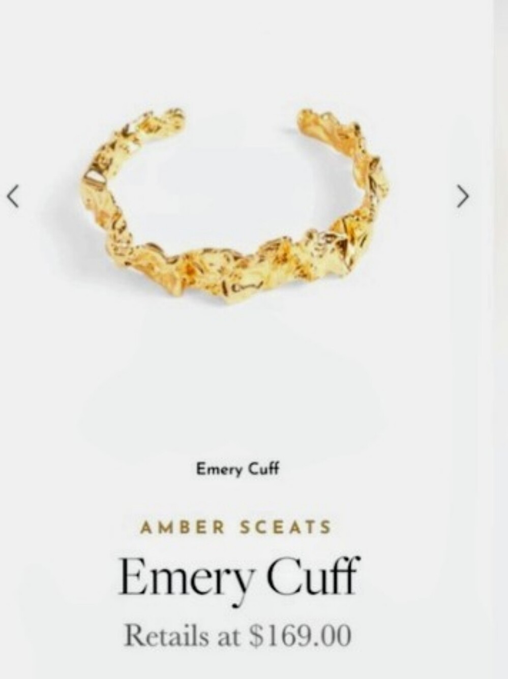 Amber Sceats Emery 24 K Gold Plated Cuff Bracelet (Regular Price Was $169) - Picture 3 of 9